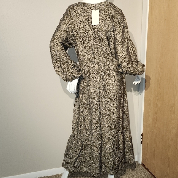 A New Day Brown and Cream Tiered Wrap Dress - Picture 6 of 11